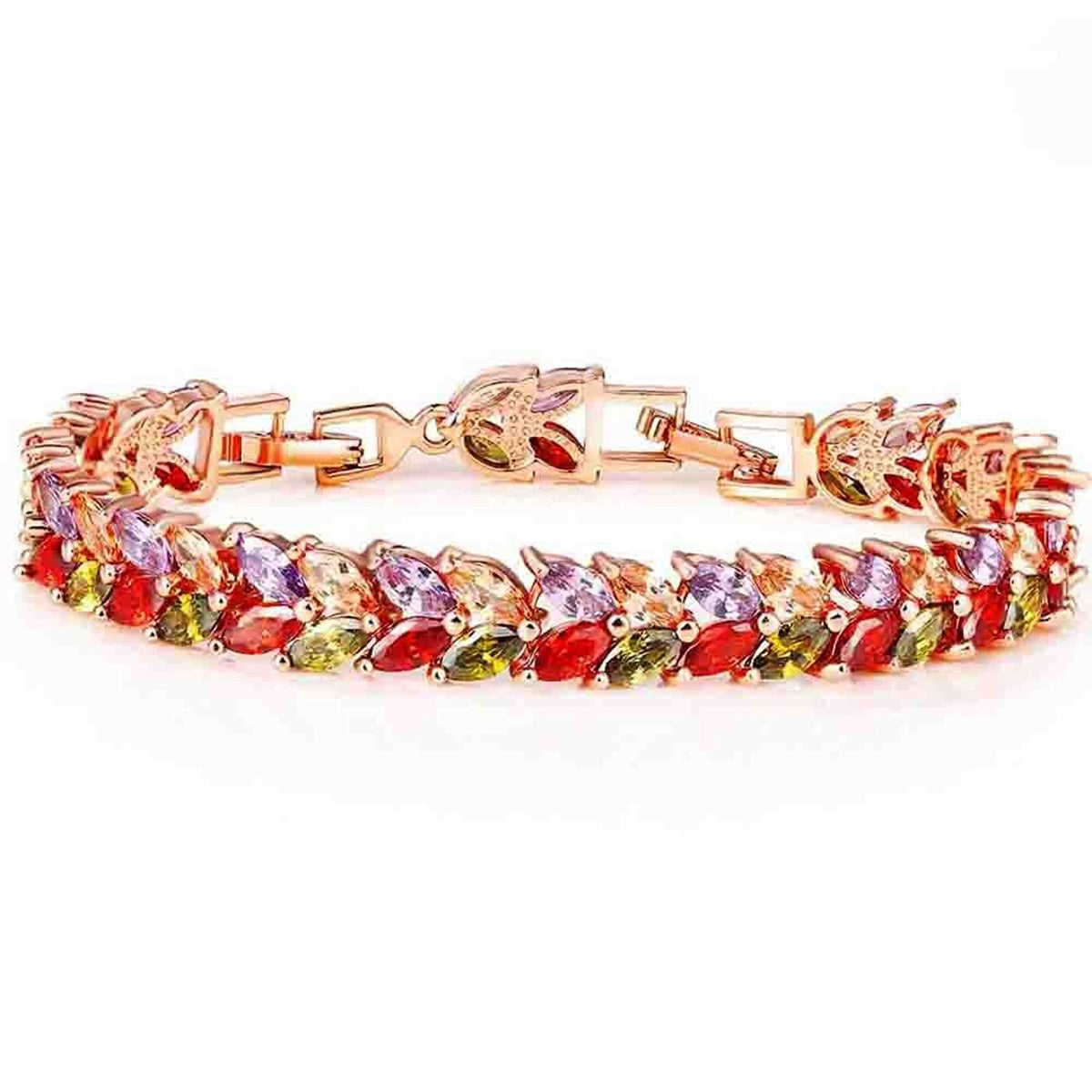 Yellow Chimes Queen Tiara Swiss Cubic Zircon Rose Gold Plated Bracelet for Women and Girls