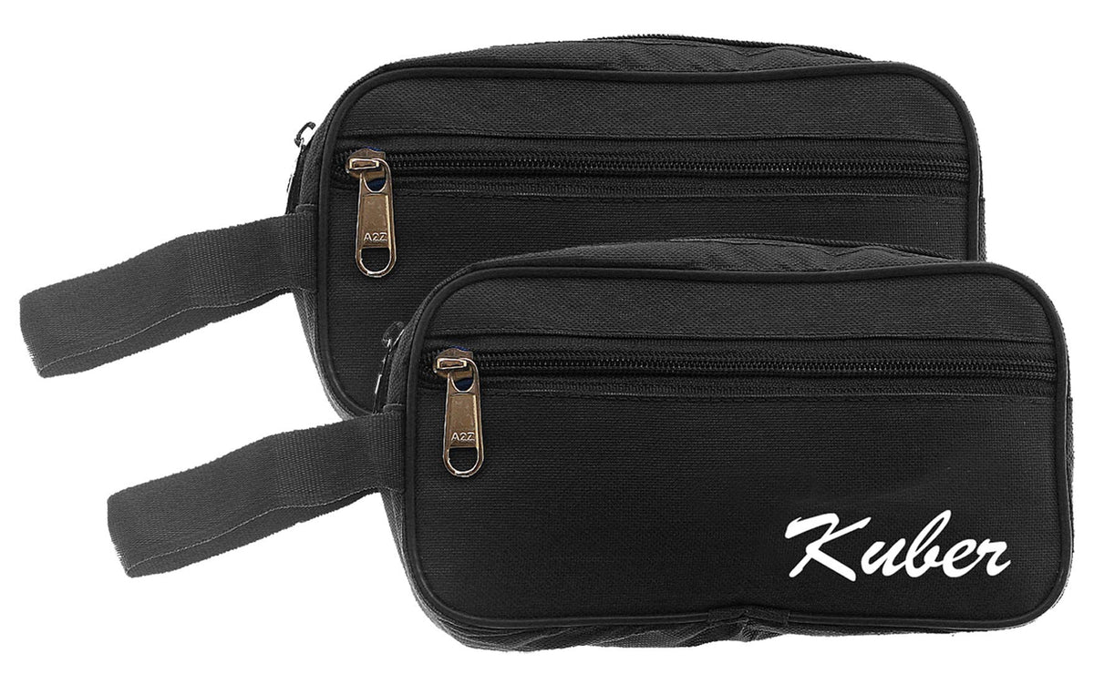 Kuber Industries 2 Pieces Multipurpose Canvas Toiletry Travel Shaving Kit,(Black) - CTKTC31455