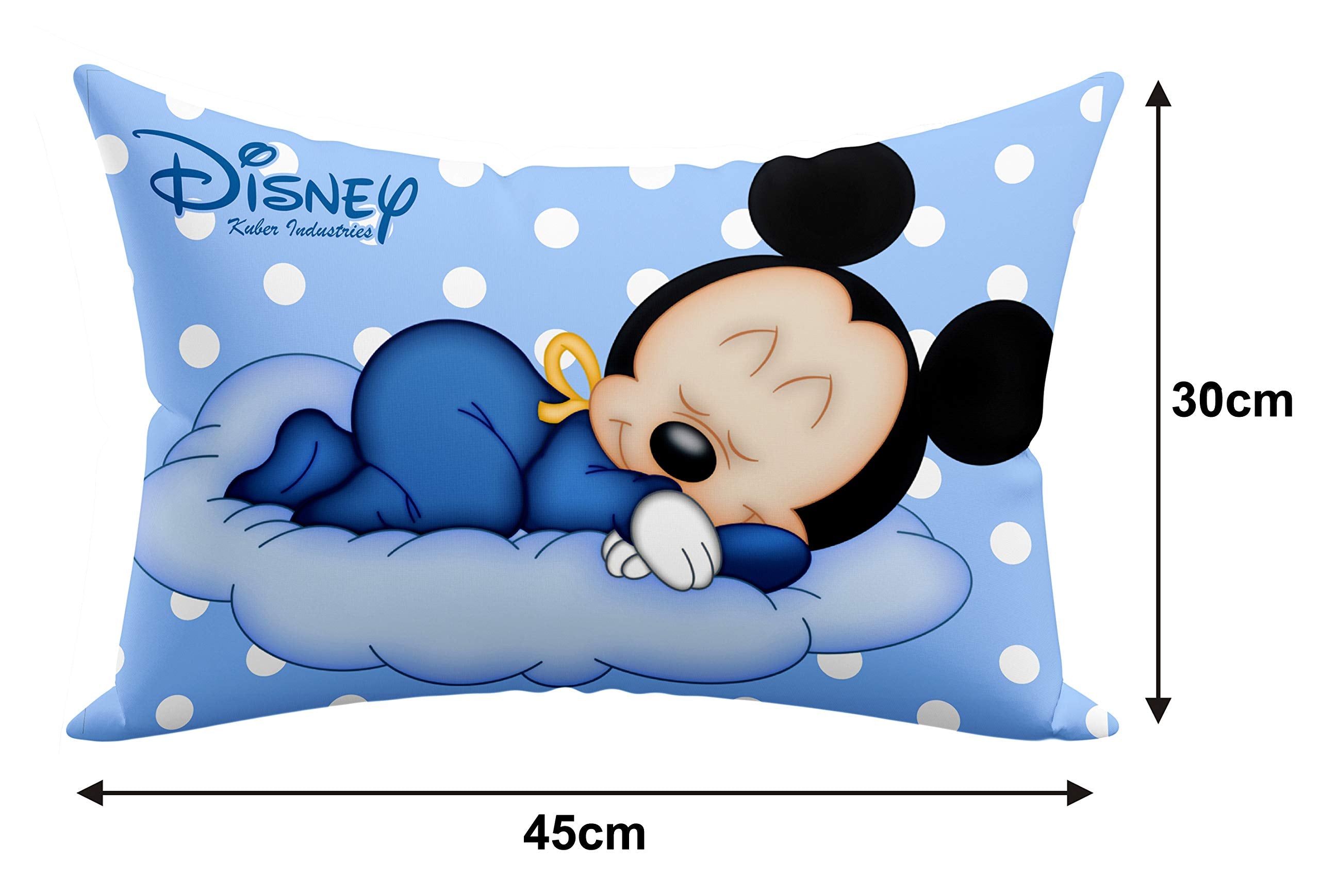 Heart Home Disney Print Organic Toddler Bedding Small Baby Pillow|100% Natural Cotton Cover & Soft Microfiber Material|Size 12x18 (Sky Blue)