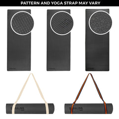 Strauss Anti Skid EVA Yoga Mat with Carry Strap, 8mm, (Black)