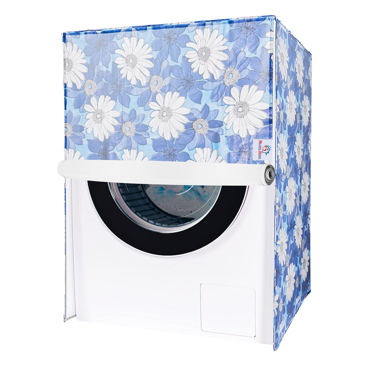 Heart Home Washing Machine Cover | Sun Flower Print Washing Machine Cover | PVC Front Load Washing Machine Cover | Blue