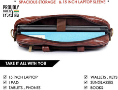 The Clownfish Unisex Enterprise Synthetic 15.6-inch Laptop Messenger Bag (Brunette Brown)