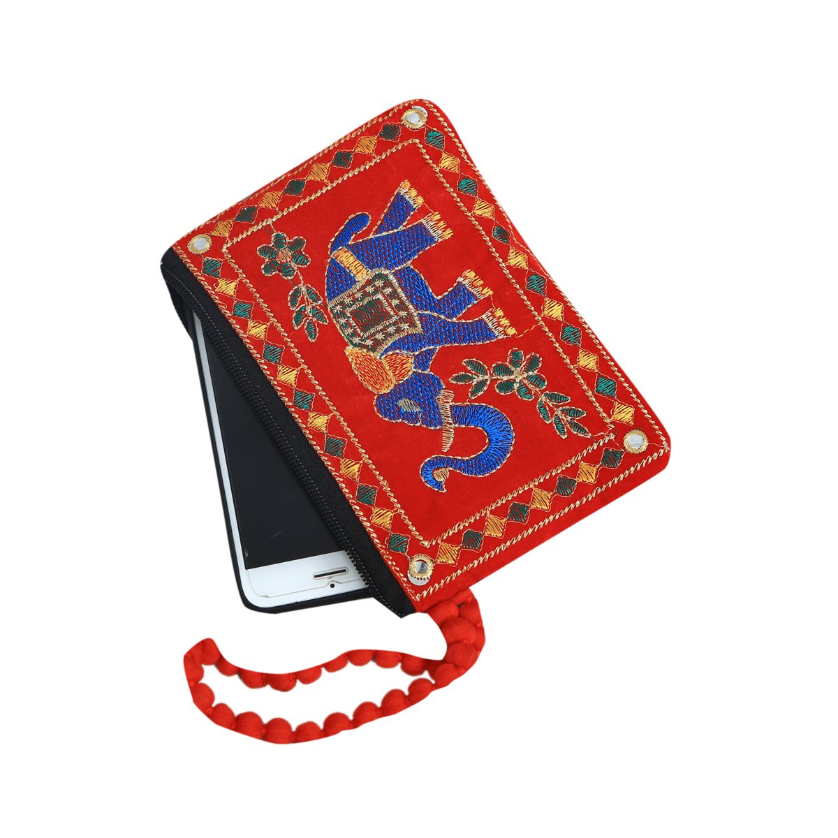 Kuber Industries Embroidered Cotton Mobile Cover Pouch with Hand Dori (Multicolor)