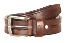 THE CLOWNFISH Men's Genuine Leather Belt with Textured/Embossed Design-Mahogany (Size-36 inches)