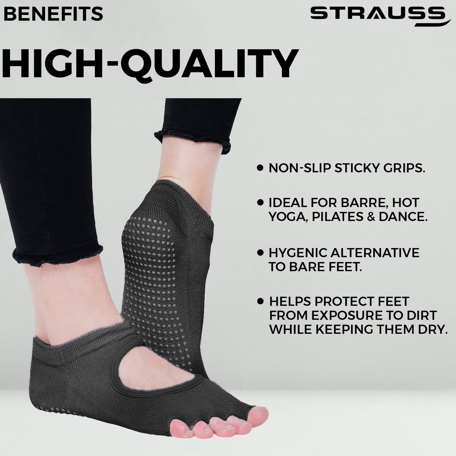 Strauss Yoga Socks, (Black)
