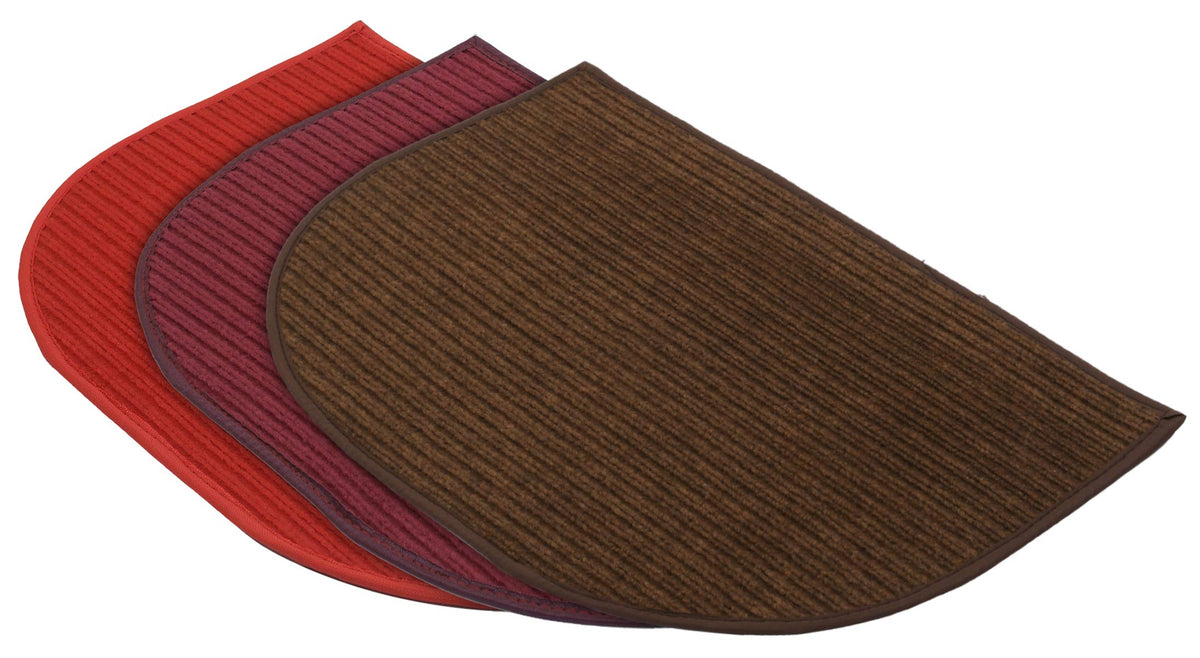 Kuber Industries D-Shape Microfiber Anti Slip 3 Pieces Door Mat (14'' x 23'', Red & Maroon & Blue)-KUBMART12218
