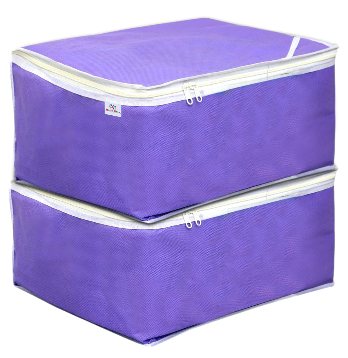 Heart Home Non Woven Petticoat Cover Wardrobe Organiser Clothes Storage Bag-Pack of 2 (Purple)-HS_38_HEARTH21677