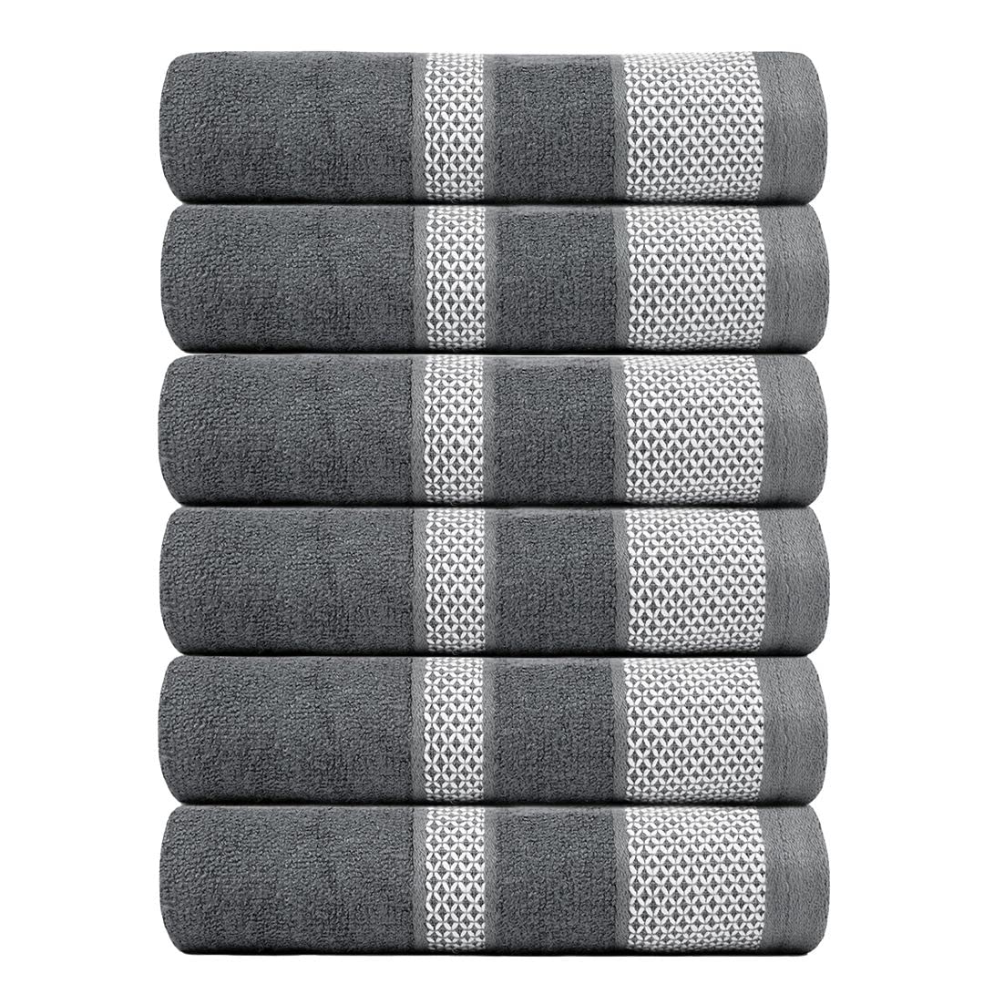 BePlush Zero Twist Bamboo Hand Towels : Ultra Soft, Highly Absorbent, Quick Dry, Anti Bacterial Napkins for Hand Towel || 450 GSM, 40 X 60 cms (6, Grey)