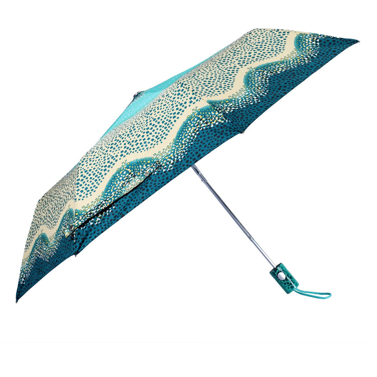 THE CLOWNFISH Umbrella 3 Fold Auto Open Waterproof Pongee Double Coated Silver Lined Umbrellas For Men and Women (Printed Design- Seafoam Green)