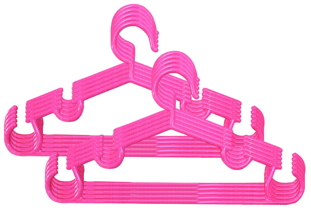 Kuber Industries Plastic 10 Pieces Baby Hanger Set for Wardrobe (Pink)