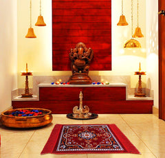 Kuber Industries Velvet Aasan Pooja Meditation Multipurpose Velvet Rug Prayer Mat (CTKTC33932, Red, 2x2 ft), 2 Pieces