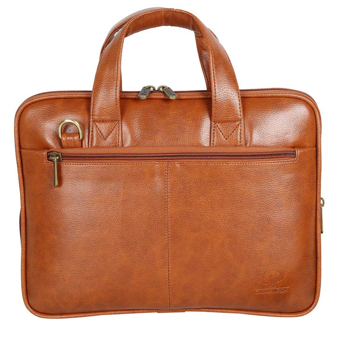 The Clownfish Cadmus Faux Leather Slim Expandable 12 inch Laptop Messenger Bag Laptop Briefcase (Tan)