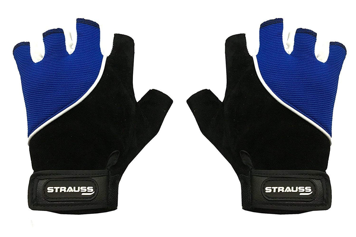 Strauss Cycling Gloves, Large, (Black/Blue)