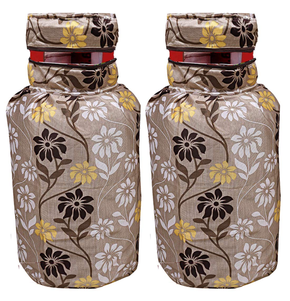Kuber Industries Polyester Dust-Water Proof LPG Gas Cylinder Cover (Green)-Pack of 2-KUBMART15490