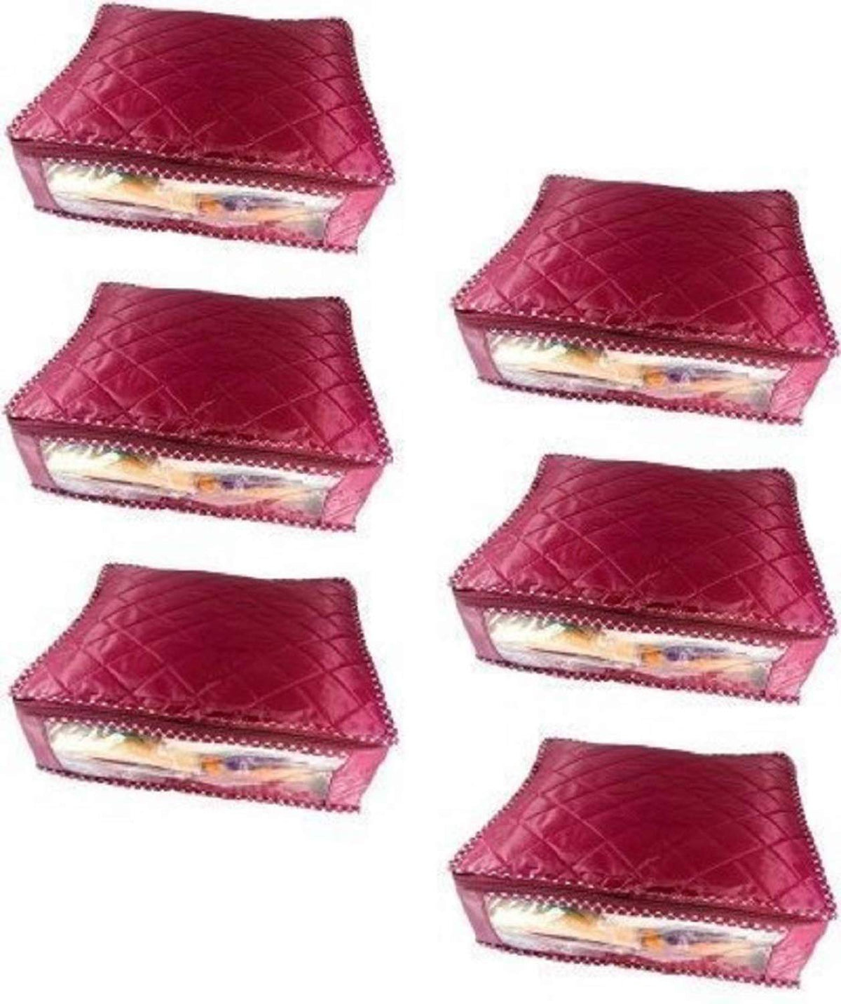 Kuber Industries 6 Piece Rexine Saree Cover Set, Maroon (KUBC102)