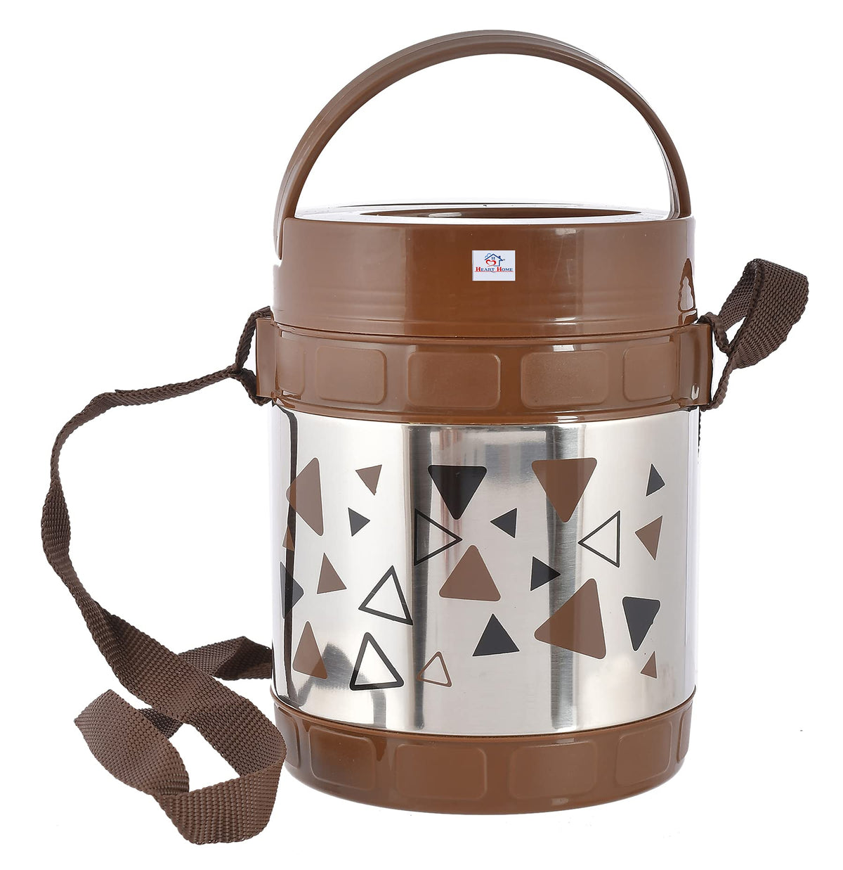 Heart Home Designer Insulated Stainless Steel Lunch Box with 3 Container (Brown)-HS42HEARTH25113