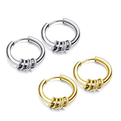 Yellow Chimes Stylish Combo of 2 Pairs Stainless Steel Combo Hoops Earrings for Boys and Men