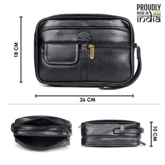 The Clownfish Multipurpose Travel Pouch Cash Money Pouch Wrist Handbag with Wrist Handle (Black)