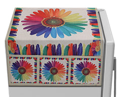Kuber Industries Flower Printed Polyster Fridge Top Cover With 6 Utility Side Pockets (Multicolor)