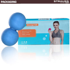 Strauss Yoga & Lacrosse Massage Dual Peanut Shaped Ball | Ideal for Physiotherapy, Deep Tissue Massage, Trigger Point Therapy, Muscle Knots | High-Density Roller & Acupressure Ball for Myofascial Release & Pain Relief, (Blue)