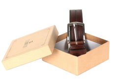 THE CLOWNFISH Men's Genuine Leather Belt with Textured/Embossed Design-Chocolate Brown (Size-36 inches)