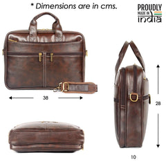 THE CLOWNFISH Faux Leather 15.6 inch Laptop Messenger and Sling Bag Laptop Briefcase (Dark Brown)