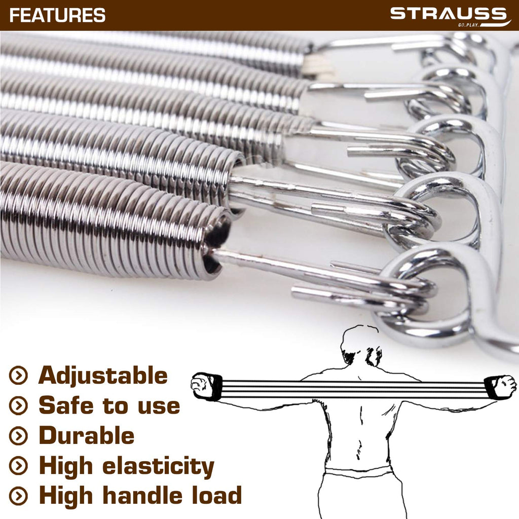 Spring Chest Press Strauss Chest Expander with 5 Springs with Hand Grip – GlobalBees Shop