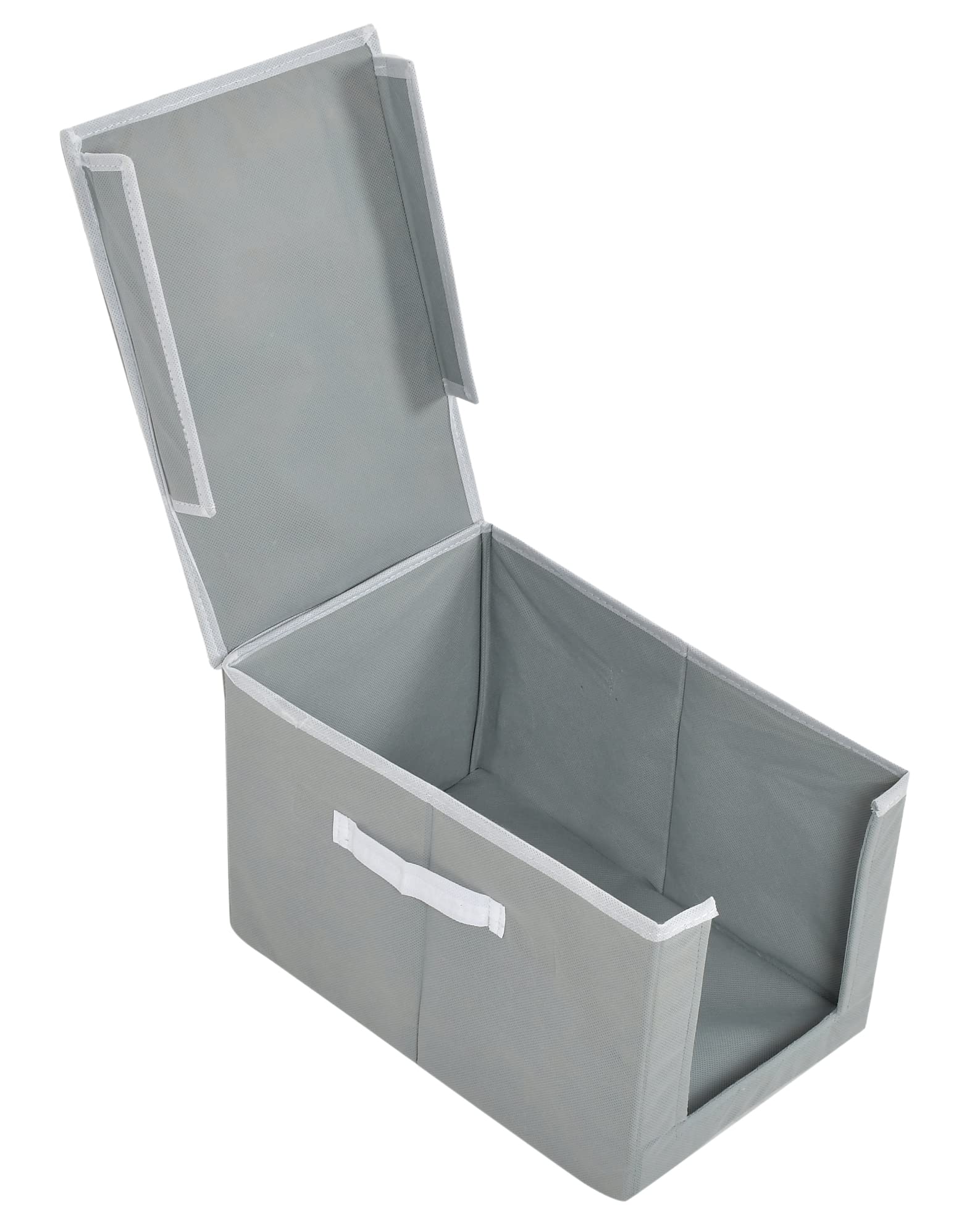 Kuber Industries Non-Woven Cloth Stacker Wardrobe Organizer/Bin With Carrying Handle & Lid- Pack of 2 (Grey)-HS43KUBMART26882