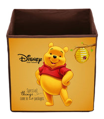 Kuber Industries Storage Box|Toy Box Storage For Kids|Foldable Storage Box| Disney Winnie The Pooh Print|Easily Collapsible (Brown)