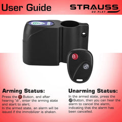 Strauss Anti Theft Bicycle Wireless Security Alarm Lock, Plastic (Black)