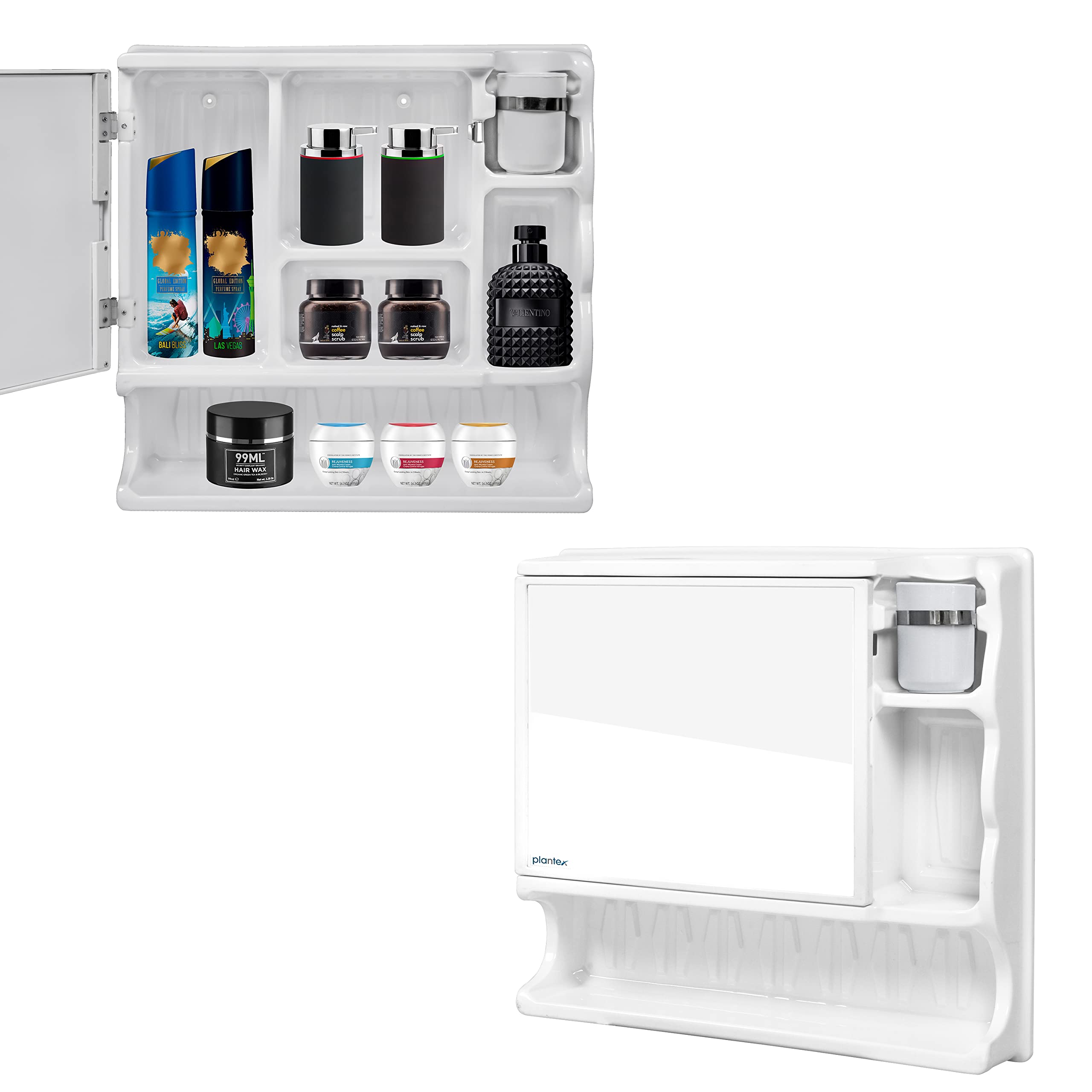 Plantex Forever Multi-Purpose Plastic Bathroom Cabinet with Mirror Door/Bathroom Accessories(S-111-White)