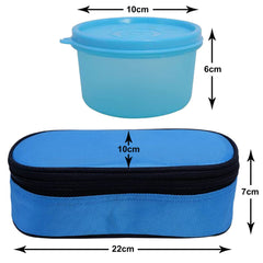Heart Home Food/Microwave Safe 2 Plastic Containers Lunch Box Set with Cover for School/Office (Sky Blue)-50HH01226