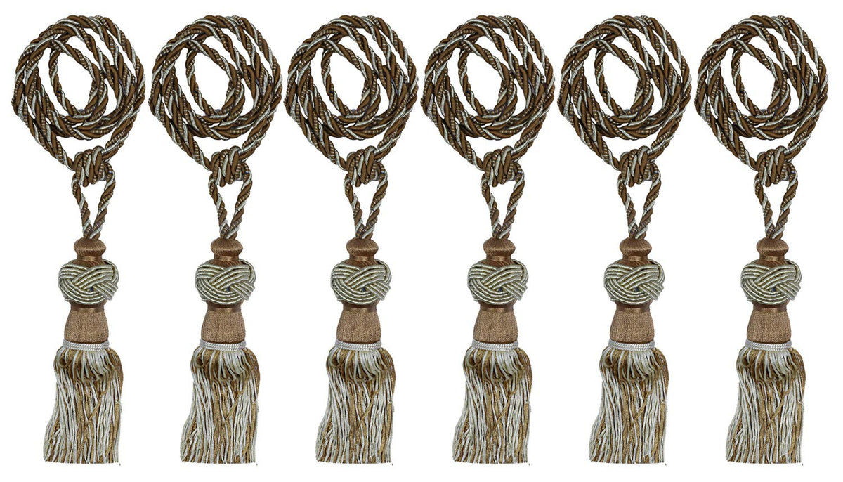 Kuber Industries Polyester 6 Pieces Curtain Tie Back Tassel Set (Gold) -CTKTC12804, Pack of 6
