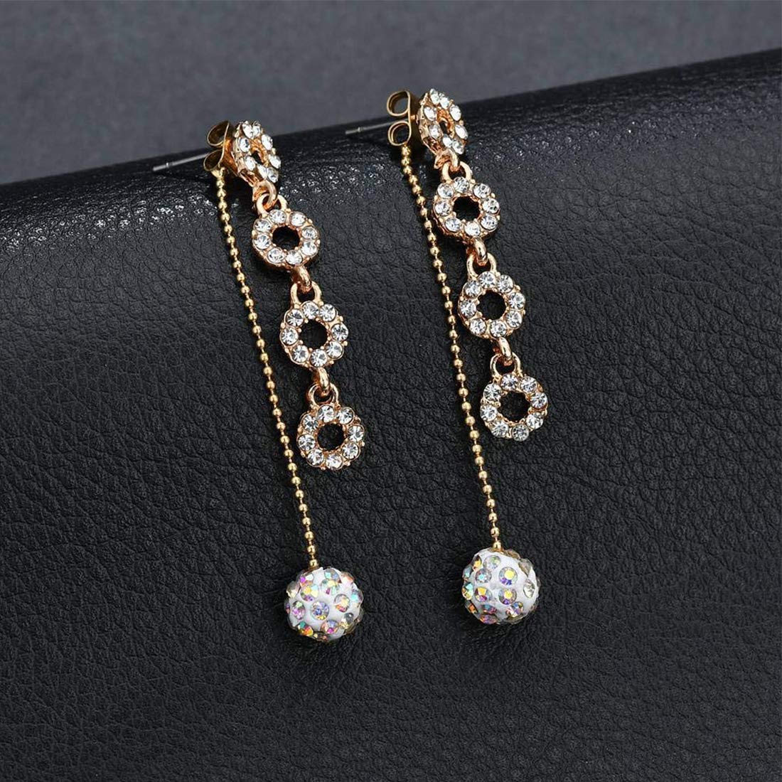 Yellow Chimes Classic Crystal Studded Geometric Circle Shaped Gold Plated Long Dangle Earring For Women and Girl's