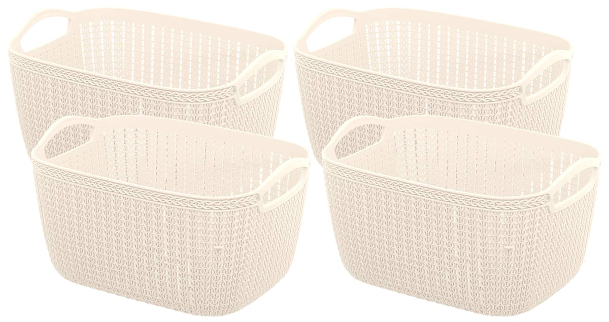 Kuber Industries Unbreakable Plastic 4 Pieces Multipurpose Medium Size Flexible Storage Baskets / Fruit Vegetable Bathroom Stationary Home Basket with Handles (Assorted colors) -CTKTC039059