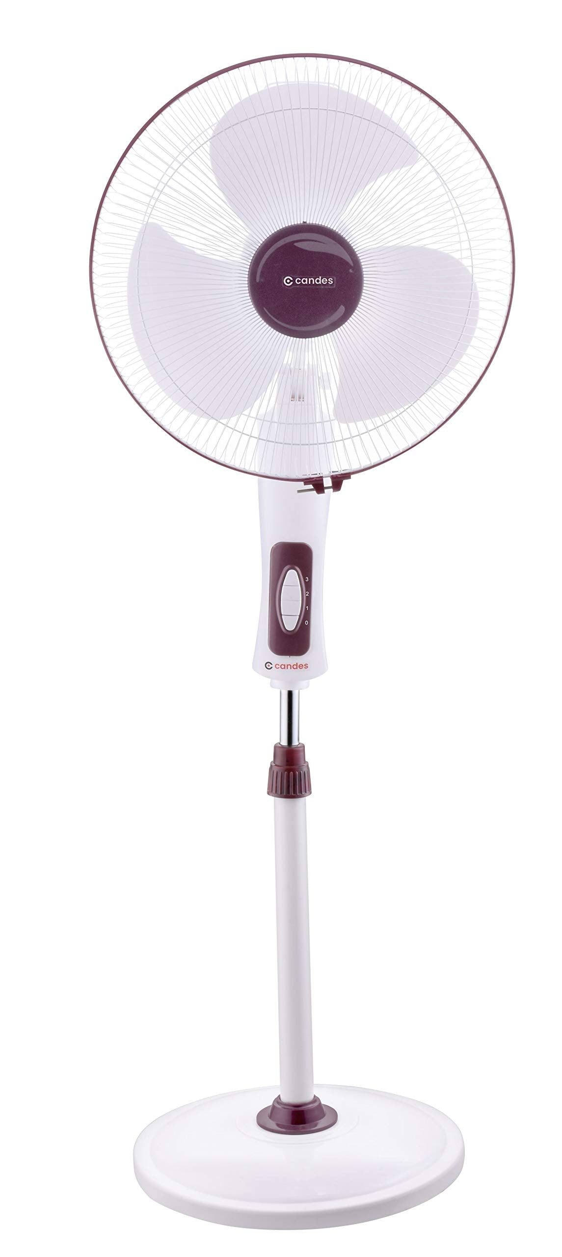 Candes Platine 400mm 3 Blade Automatic Oscillation Pedestal Fan With 2 Years Warranty (White Cherry)