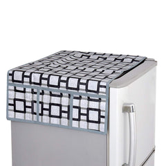 Kuber Industries Checkered Design PVC Fridge/Refrigerator Top Cover (Grey) CTKTC33849