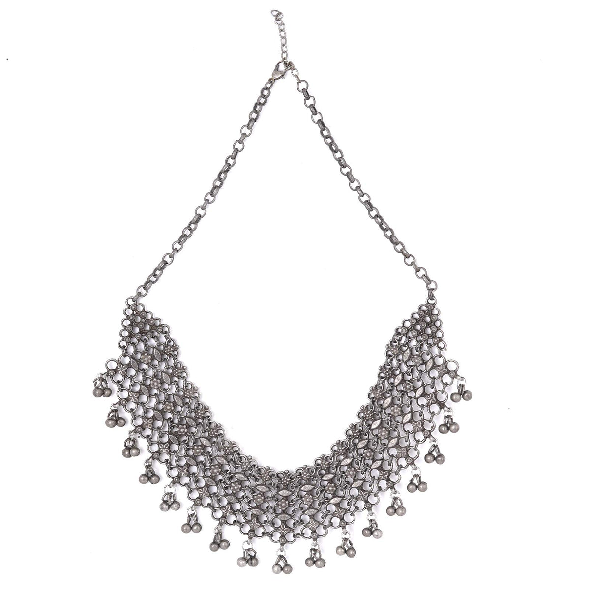 TEEJH Alvira Antique Silver Polish Necklace For Women