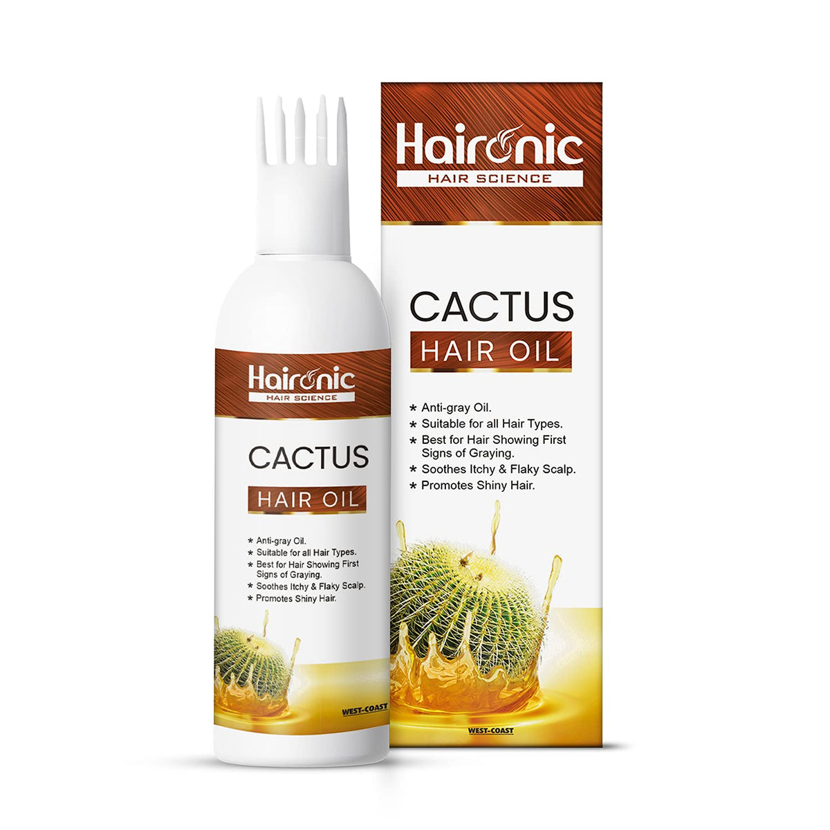 Haironic Hair Science Cactus Hair Oil | Promotes Shiny Hair |Non-Sticky & Suitable for All Hair Types – 100ml (Pack of 5)
