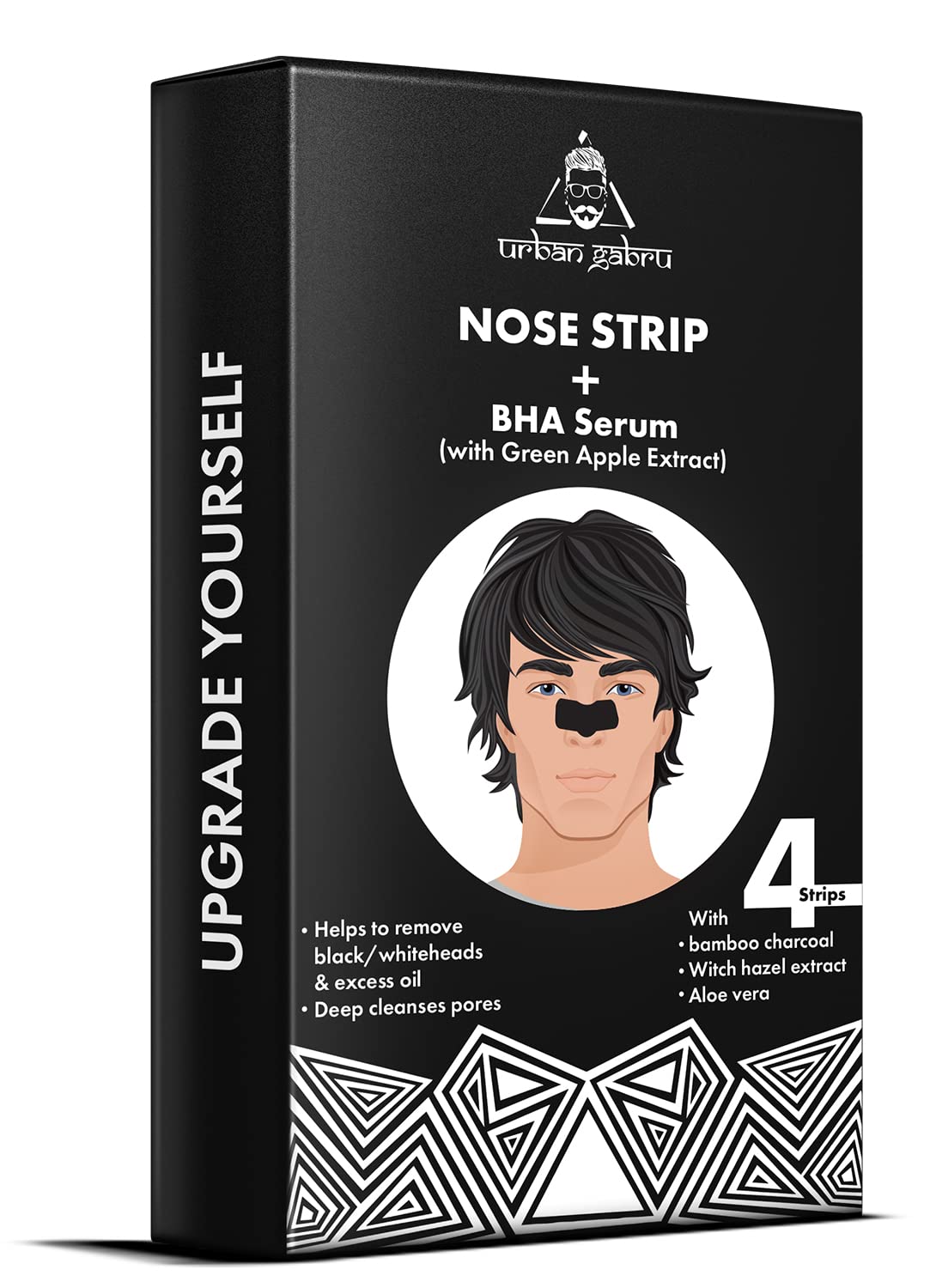 UrbanGabru Nose Strip with BHA Serum | Nose Strips for Blackhead, Whitehead Remover (4 Strips) | Pore Cleanser | with Natural Aloe Vera & Witch Hazel Extracts