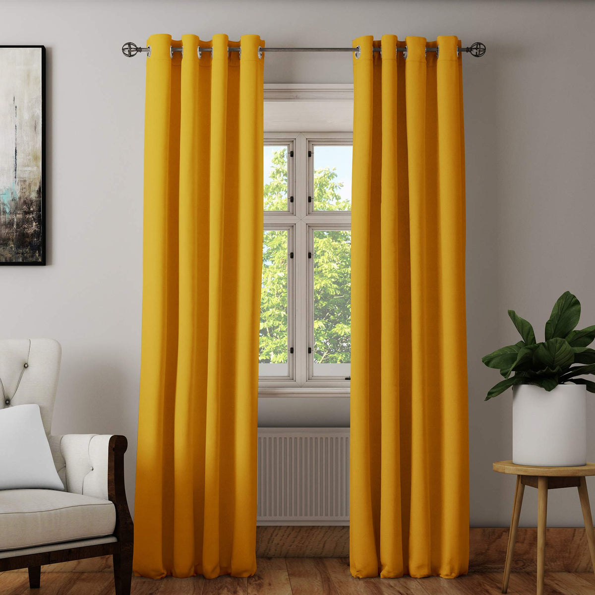 Encasa Homes Door Curtain Plain Colour - Mango - 1 Panel of (7 ft Long), Light Weight Pure Cotton Canvas, Light-Filtering Non-Blackout, for Living Room, Bedroom (Set of 1)