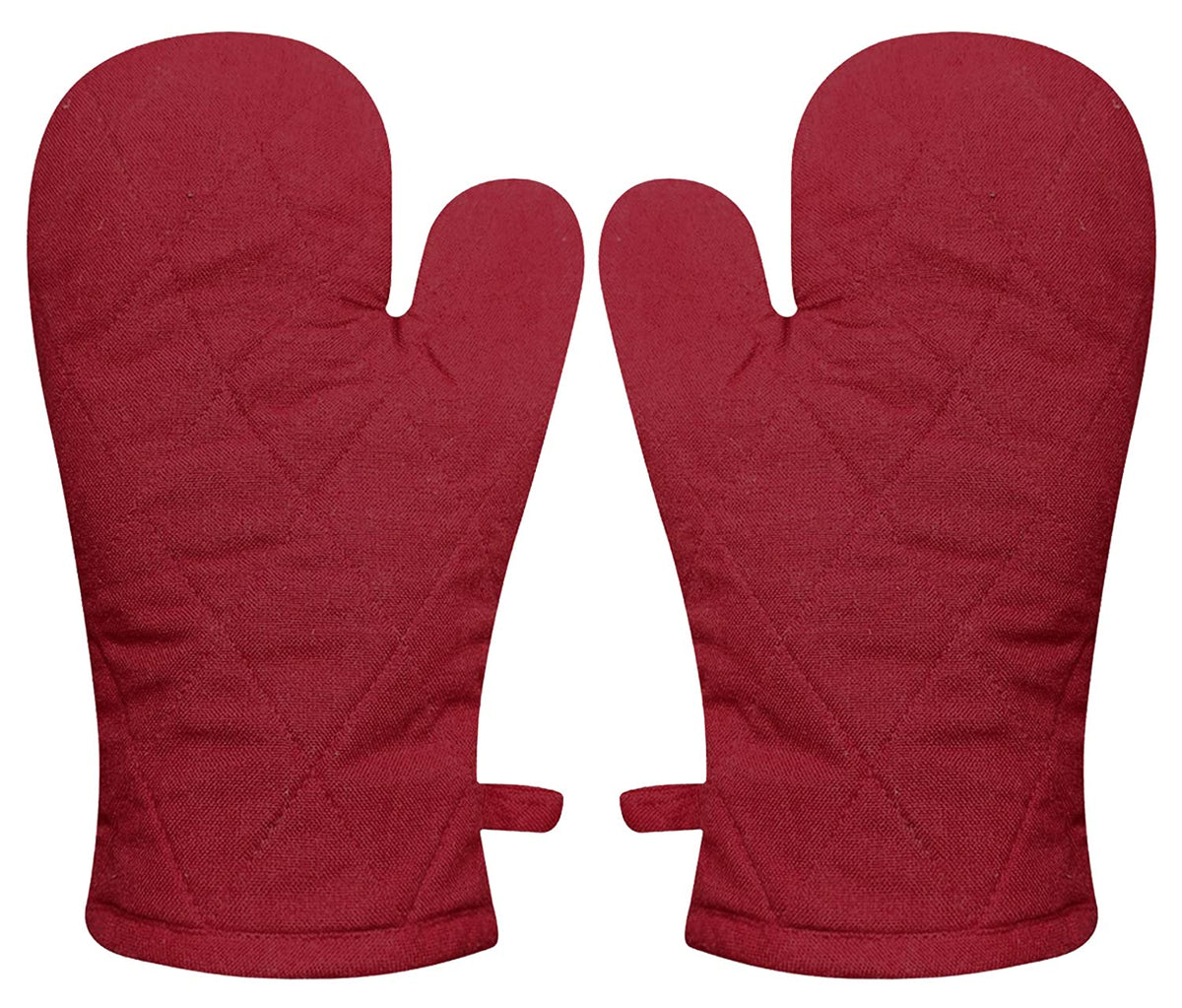 Kuber Industries Heat Resistant Cotton Kitchen Oven Mitt Microwave Gloves, Set of 2 (Maroon), Standard (HS40KUBMART023979)