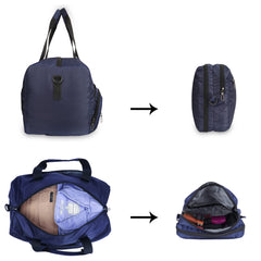 The Clownfish Rebecca Series 25 litres Polyester Convertible Travel Duffle Bag Weekender Bag Crossbody Sling Bag (Navy Blue)