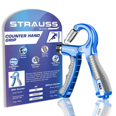 Strauss Adjustable Hand Grip with Smart Counter | Adjustable Resistance (10KG - 60KG) | Hand/Power Gripper for Home & Gym Workouts | Perfect for Finger & Forearm Hand Exercises & Strength Building for Men & Women (Blue)