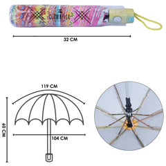 THE CLOWNFISH Umbrella Octagon Series 3 Fold Auto Open Waterproof Water Repellent Nylon Double Coated Silver Lined Umbrellas For Men and Women (Multicolour-Yellow Handle)