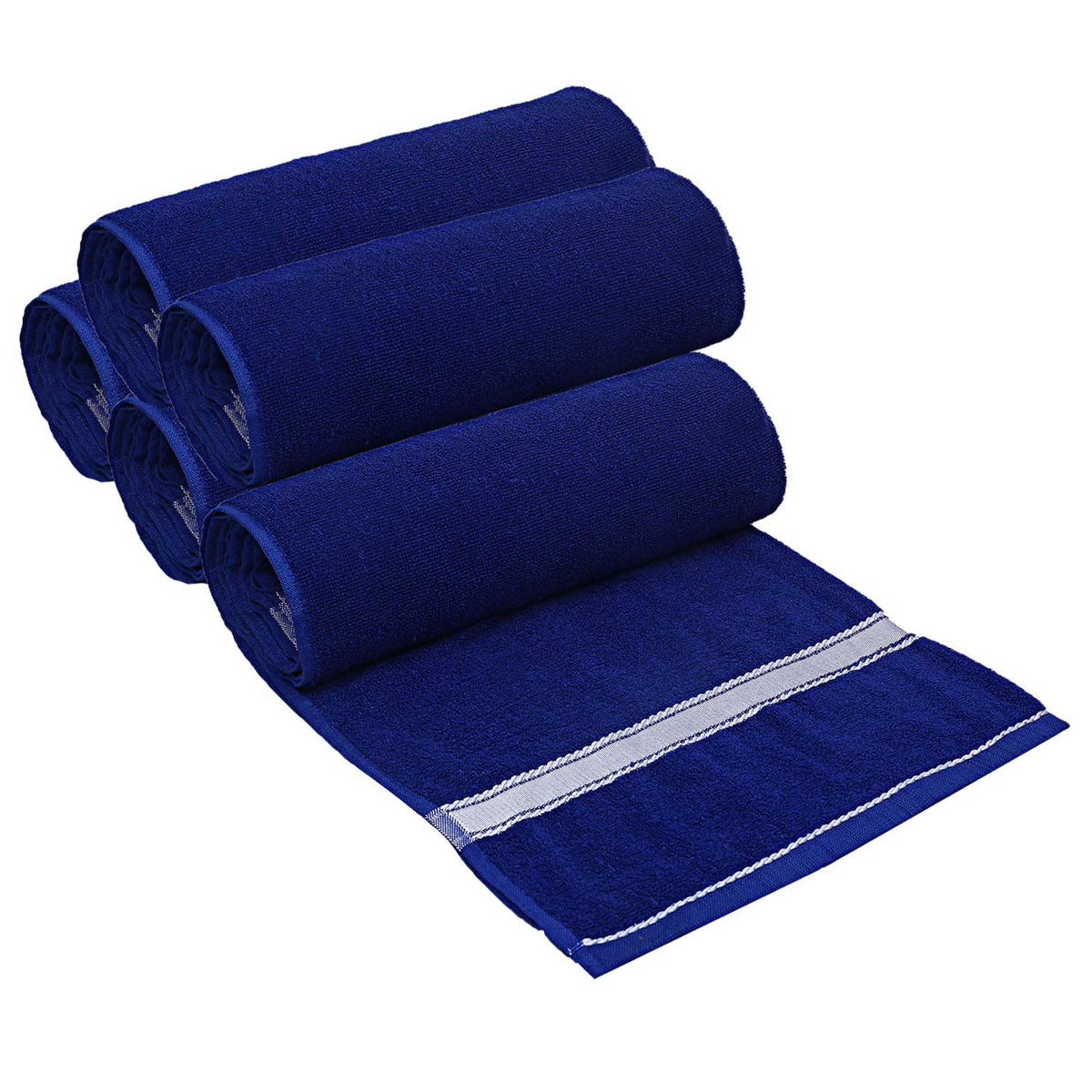 Kuber Industries Polyster 5 Pieces Full Size Bath Towel 30" x 60"(Blue)