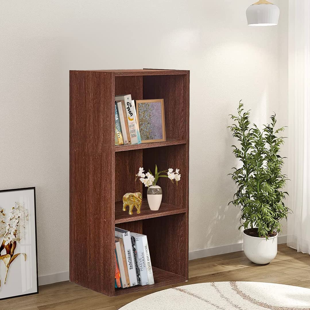 Kuber Industries Book Shelf|Wooden 4 Shelves Engineered Bookshelf|Storage Cabinet For Kitchen,Wall Shelf,Décor shelf,30"X30",(Brown)