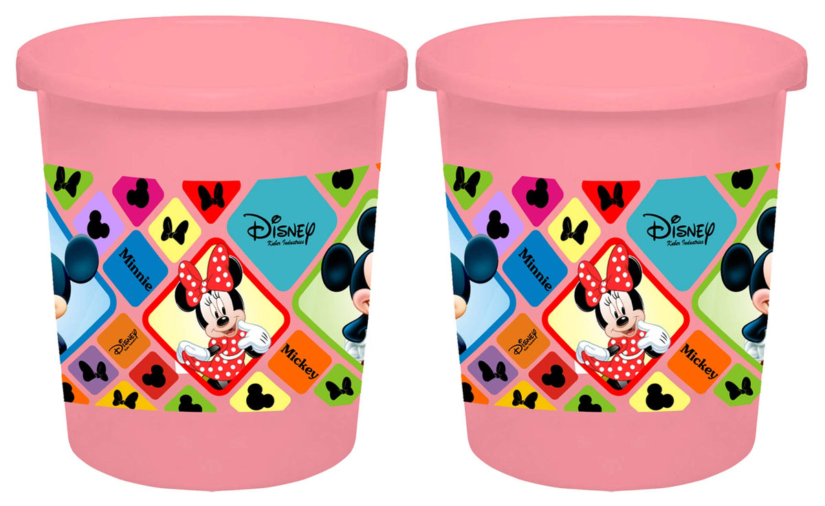 Kuber Industries Disney Mickey Minnie Print Plastic 3 Pieces Garbage Waste Dustbin/Recycling Bin for Home, Office, Factory, 5 Liters (Pink) -HS_35_KUBMARTS17759