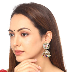 Yellow Chimes Earrings for Women Gold Toned Kundan Studded Traditional Jhumka Earrings for Women and Girls