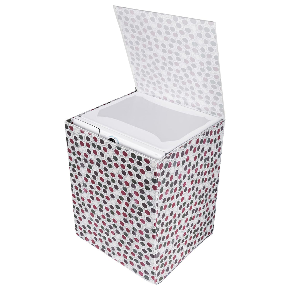 Kuber Industries Washing Machine Cover | Multi Dot Print Washing Machine Cover | PVC Top Load Fully-Automatic Washing Machine Cover | Cream